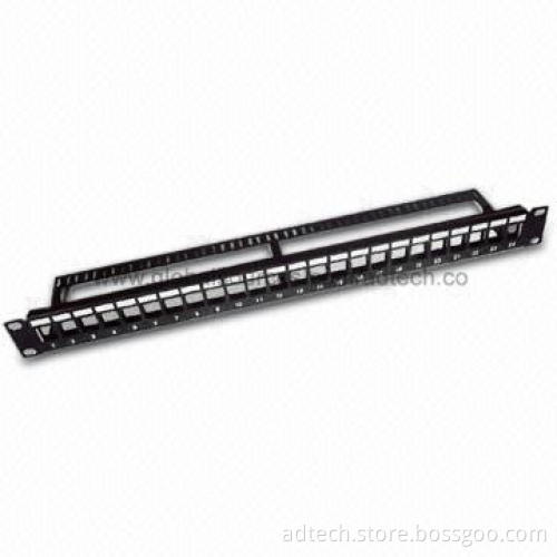 24-port UTP Blank Patch Panel, Made of Metal Material